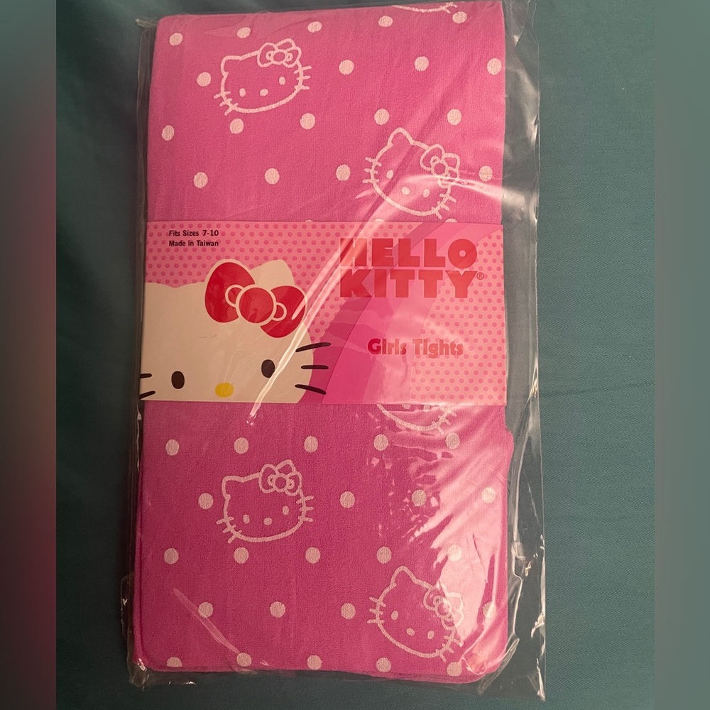 New Hello Kitty Pink and White Polka Dot Tights size 7-10 last one